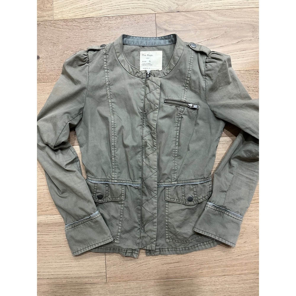 Free People‎ 1970 Regimental Military Jacket - Olive Green Utility - Size 6